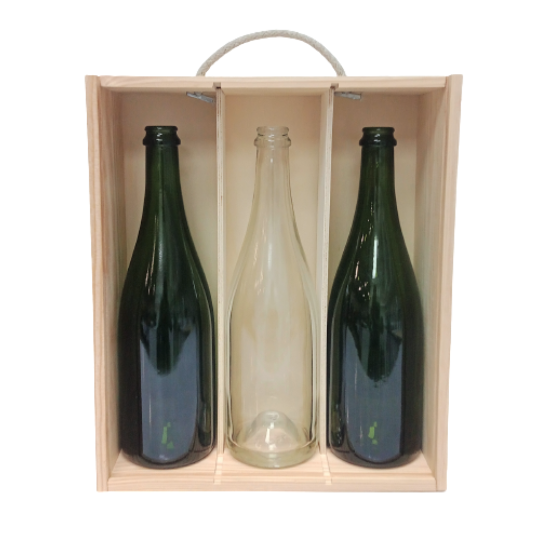 Caja de madera 3 uds (Borgoña/cava)