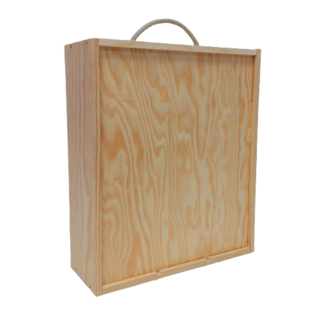Caja de madera 3 uds (Borgoña/cava)